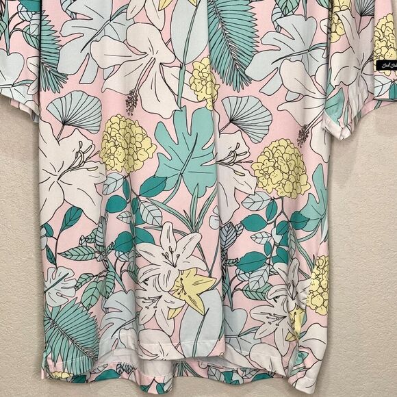 Bad Birdie Polo Shirt Mens XL Pastel Floral Golf Performance Stretch Made Korea - Picture 4 of 8